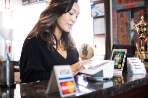 Woman shopping with Clover POS