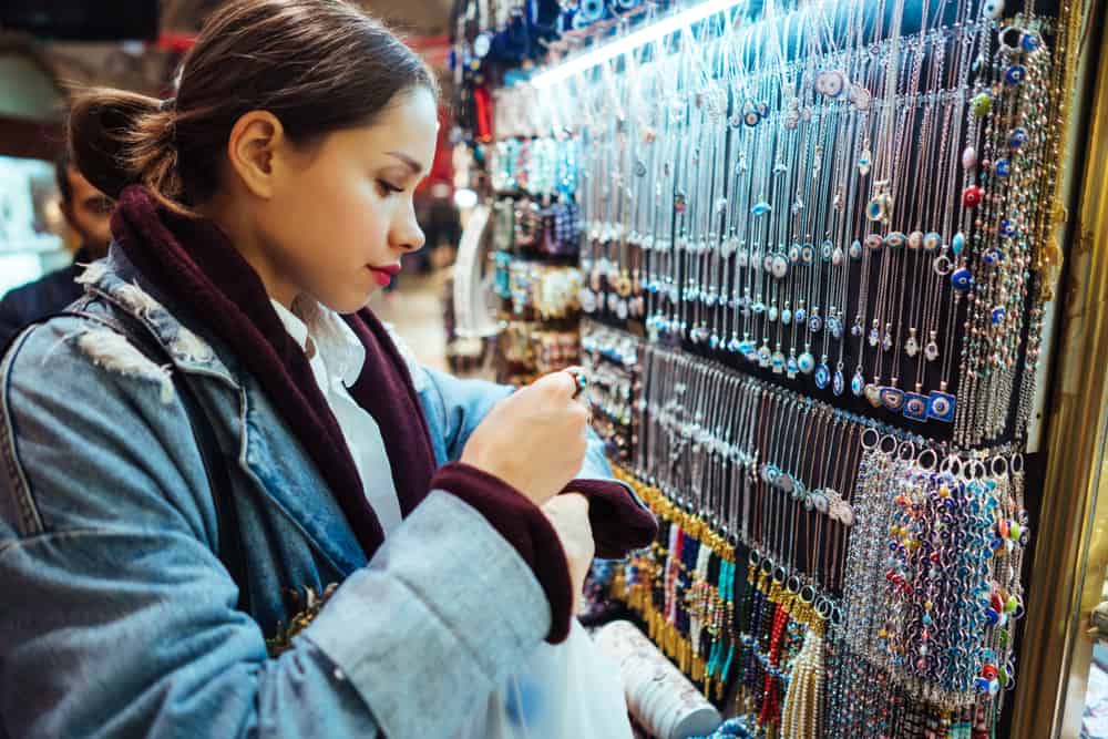 Woman shopping for jewelry